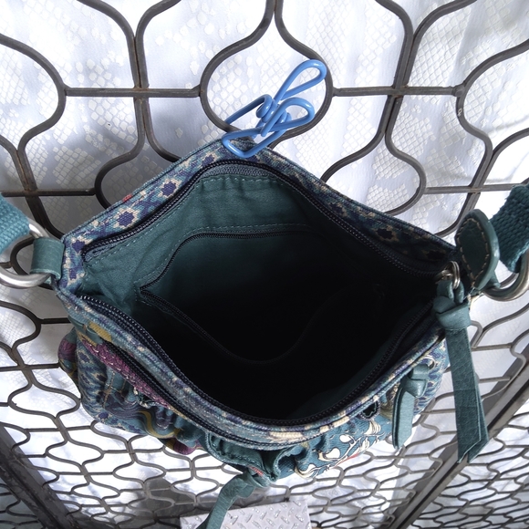 FOSSIL TEAL FLORAL CANVAS BAG - Picture 4 of 4